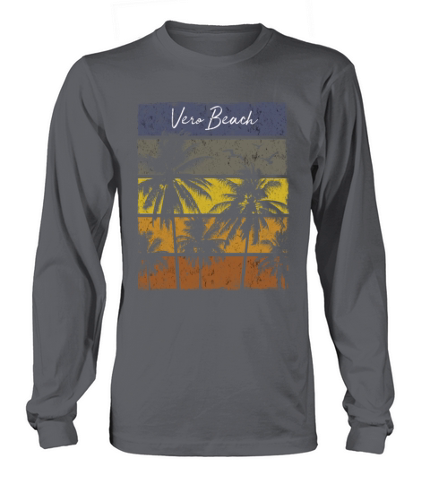 Retro Vero Beach Florida Palm Tree Sunset Women's Long Sleeve