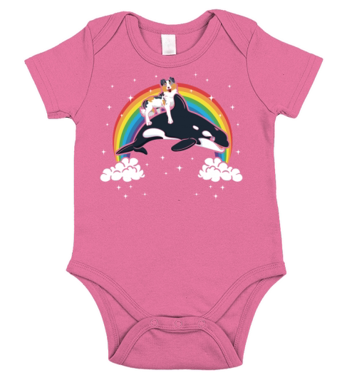 Australian Shepherd Dog Orca Whale Gift Short Sleeve Baby One-Piece