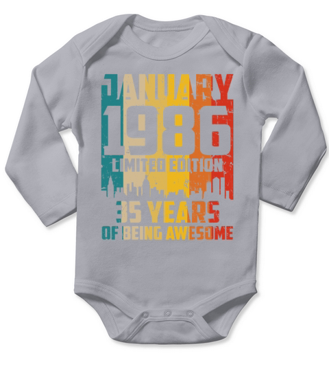 35th Birthday 35 Years Man Vintage 1986 January Long Sleeve Baby One-Piece