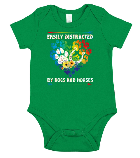 Horse Gifts For Women Easily Distracted By Dogs An Short Sleeve Baby One-Piece