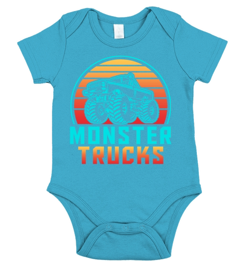 Retro Vintage Monster Trucks Short Sleeve Baby One-Piece