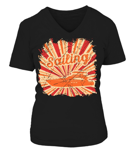 Sailing boat sailboat captain sea yacht retro sail Women's V-Neck T-shirt