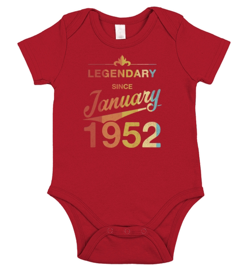 70th Birthday 70 Year Old Born January 1952 Gift Short Sleeve Baby One-Piece