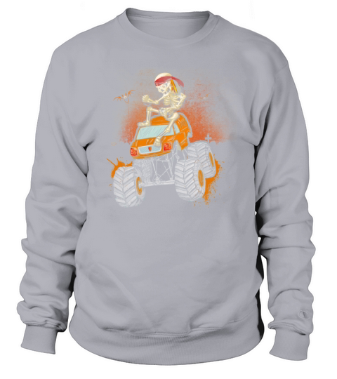 Halloween Skeleton Riding Pumpkin Truck Boys Men's Sweatshirt