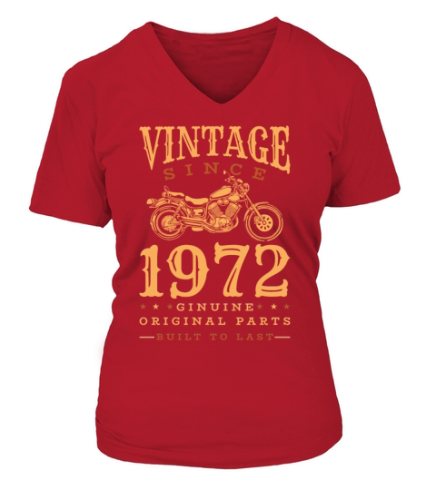 1972 Vintage born Motorcycle Birthday gift idea Women's V-Neck T-shirt