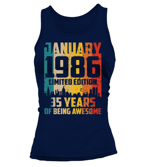 35th Birthday 35 Years Man Vintage 1986 January Women's Tank Top
