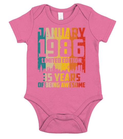 35th Birthday 35 Years Man Vintage 1986 January Short Sleeve Baby One-Piece