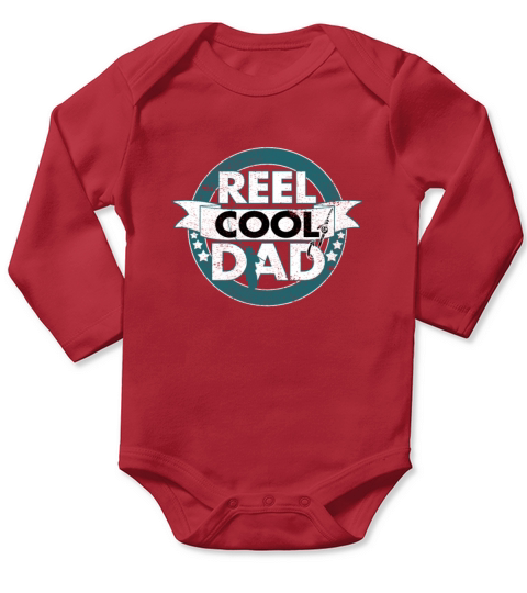 Reel Cool Dad Fishing Fathers Day Long Sleeve Baby One-Piece