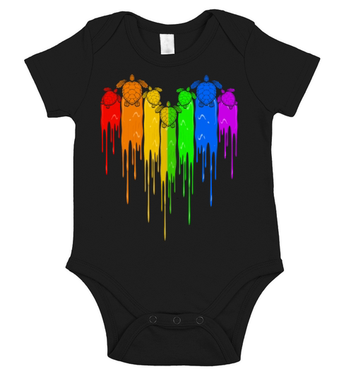 Turtles LGBT Rainbow Heart Short Sleeve Baby One-Piece