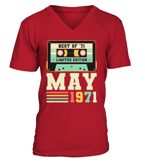 50th Birthday May Gift Vintage 1971 50 Years Men's V-Neck T-shirt