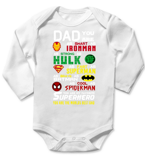 Dad SuperHero Long Sleeve Baby One-Piece