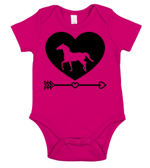 Valentines Day Horse Lover Heart Horse Girls Short Sleeve Baby One-Piece