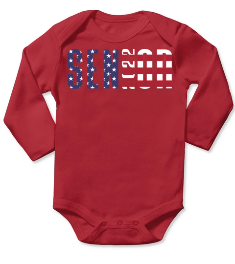 Senior 2022 American Flag Long Sleeve Baby One-Piece