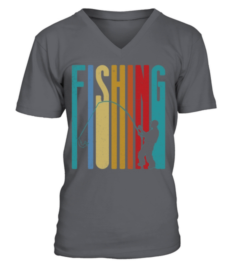 Vintage Fly Fishing Rod Bass Fisherman Themed Gift Men's V-Neck T-shirt
