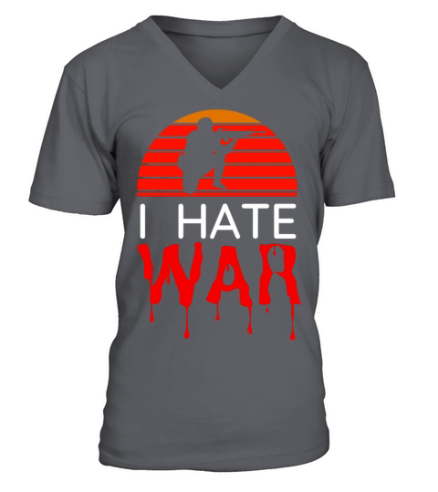 Hate war bloody text retro vintage design V-Neck T-shirt