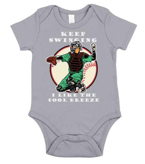 Baseball Catcher Funny Shirt - Keep Swinging Short Sleeve Baby One-Piece