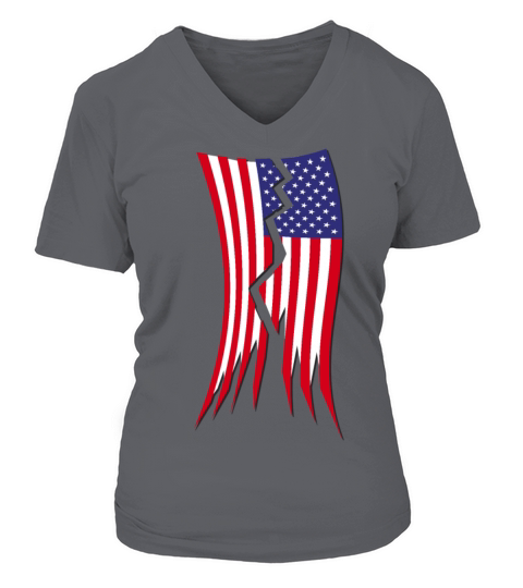 Torn USA Flag of the United States I have a dream Women's V-Neck T-shirt
