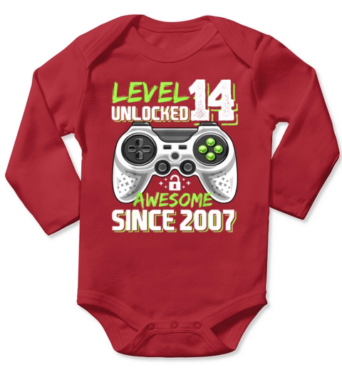 Level 14 Unlocked Awesome 2007 Video Game T Shirt Long Sleeve Baby One-Piece
