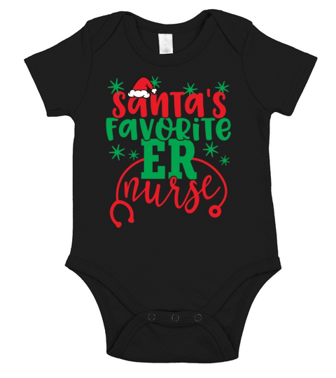SantaS Favorite Er Nurse Cute Christmas Emergency Short Sleeve Baby One-Piece