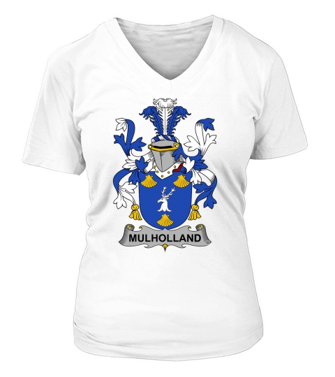 Mulholland Family Crest Irish Family Crests II V-neck T-Shirt Woman