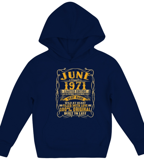 Vintage 48th Birthday June 1971 Shirt 48 Years Old Kids Hoodie