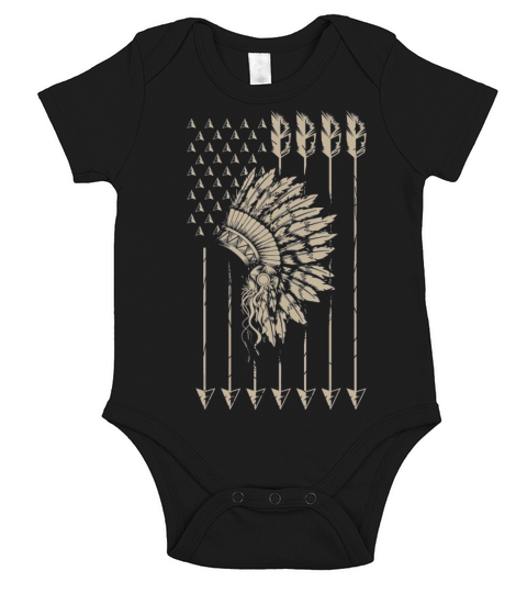 Cool Native American Arrow And pee Flag Funny Gift Short Sleeve Baby One-Piece