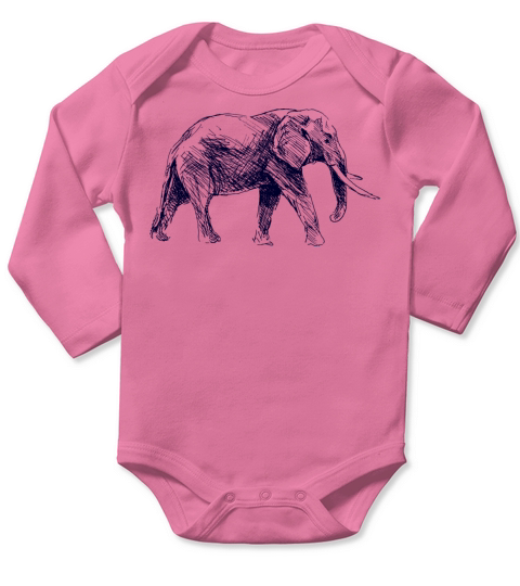 illustration of the elephant Long Sleeve Baby One-Piece