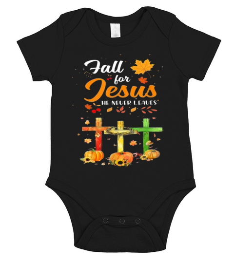 Fall For Jesus He Never Leaves Costume Christian Short Sleeve Baby One-Piece