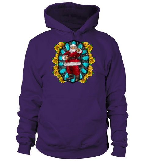 Turquoise sunflower santa Women's Hoodie