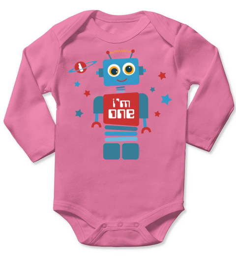 Robot 1st Birthday Long Sleeve Baby One-Piece