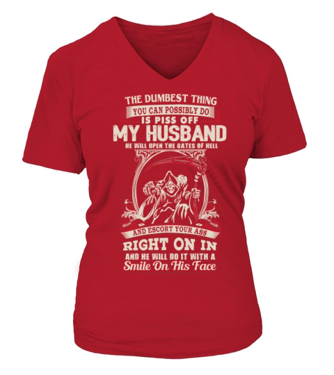 Husband - He will open the gates of hell Women's V-Neck T-shirt