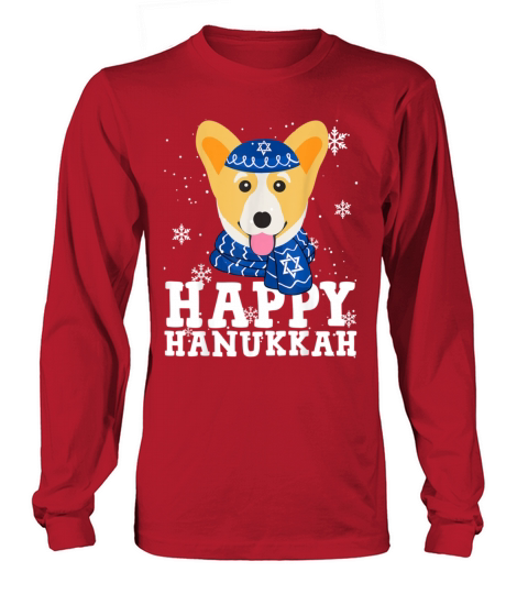Happy Hanukkah Corgi Dog Funny Holiday Women's Long Sleeve