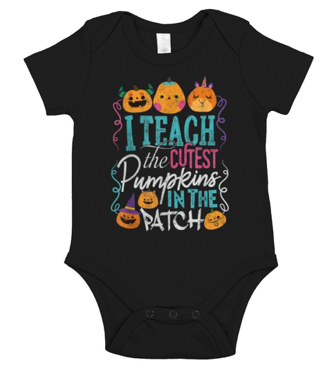 Funny Halloween Teachers Pumpkins in the Patch Short Sleeve Baby One-Piece
