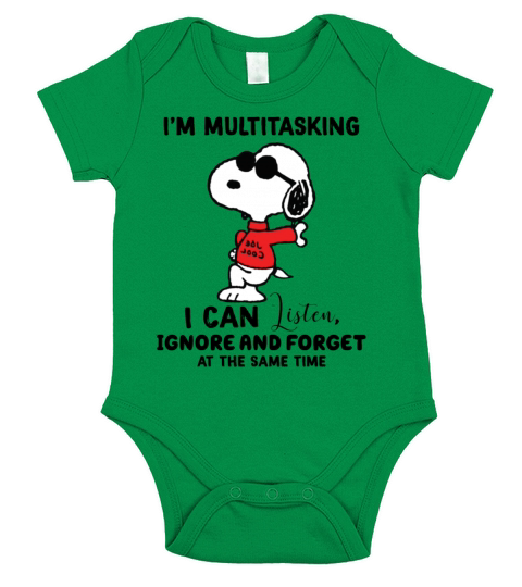 Snoopy I’m Multitasking I Can Listen Ignore shirt Short Sleeve Baby One-Piece