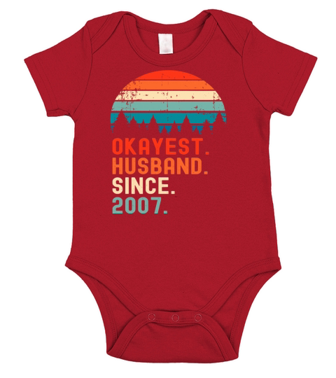 Funny Okayest Husband Since 2007 Vintage Wedding Short Sleeve Baby One-Piece