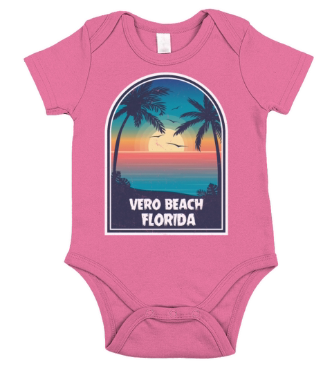 Vintage Vero Beach Florida Retro 80s Summer Travel Short Sleeve Baby One-Piece