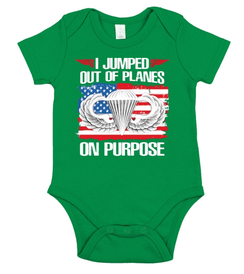 I jumped out of planes on purpose American flag Short Sleeve Baby One-Piece