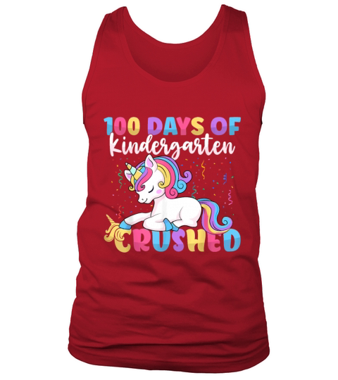 100 Days of Kindergarten Crushed Boys Cute Unicorn Men's Tank Top