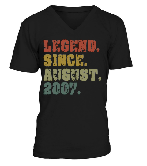 Legend Since August 2007 Birthday Gift Men's V-Neck T-shirt