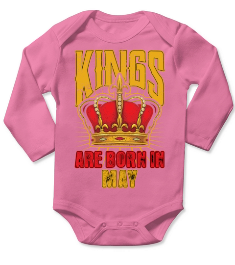 Kings Are Born In May Long Sleeve Baby One-Piece