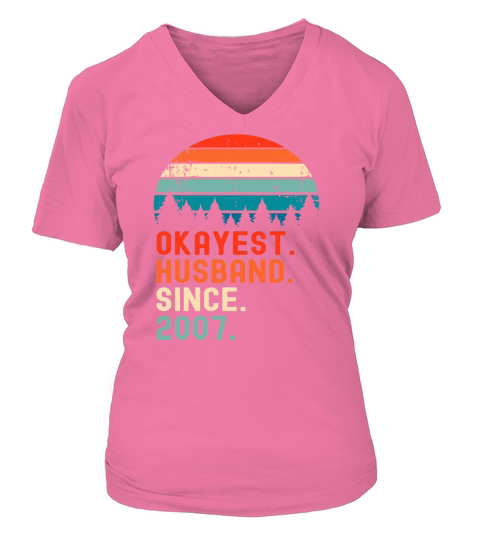 Funny Okayest Husband Since 2007 Vintage Wedding Women's V-Neck T-shirt