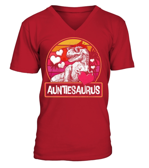 Auntiesaurus T Rex Dinosaur Auntie Saurus Men's V-Neck T-shirt