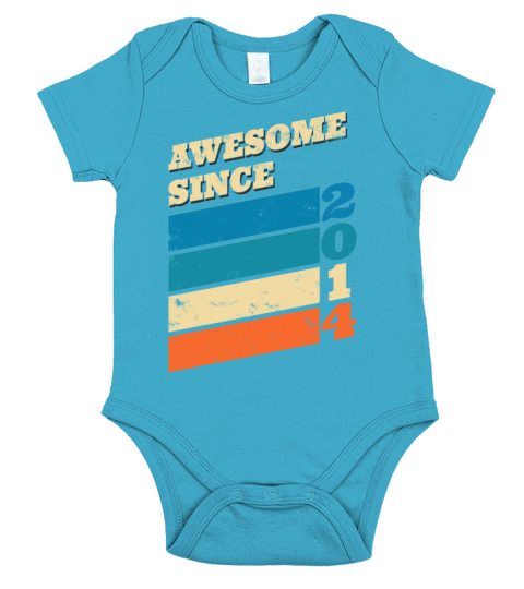 6 Years Birthday Present Awesome Since 2014 Short Sleeve Baby One-Piece