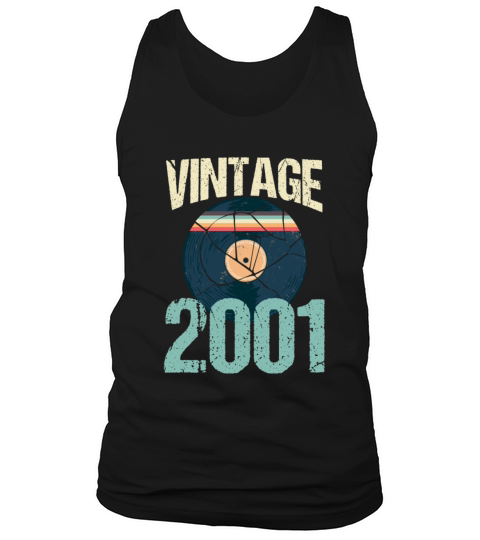 Retro Vintage 2001 19 th Birthday Record Vinyl Men's Tank Top