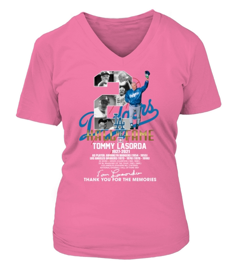 La Hall Of Fame Tommy Lasorda Thank You For The Memories V-neck T-Shirt Woman
