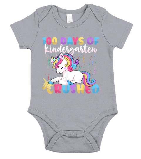 100 Days of Kindergarten Crushed Boys Cute Unicorn Short Sleeve Baby One-Piece