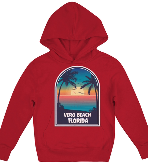 Vintage Vero Beach Florida Retro 80s Summer Travel Kids Hoodie