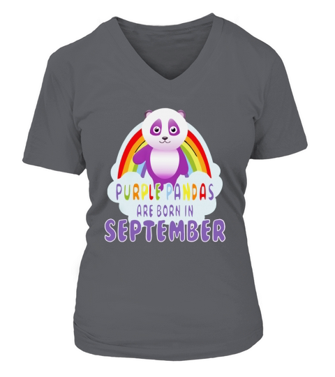 Purple Panda Birthday Shirt Born In September Rainbow Shirt V-neck T-Shirt Woman