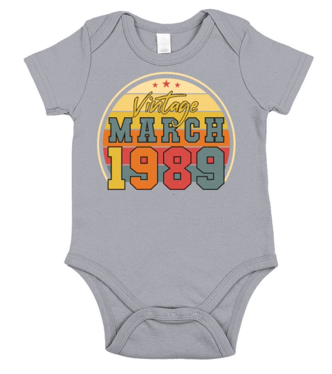 Born March 1989 Vintage Short Sleeve Baby One-Piece
