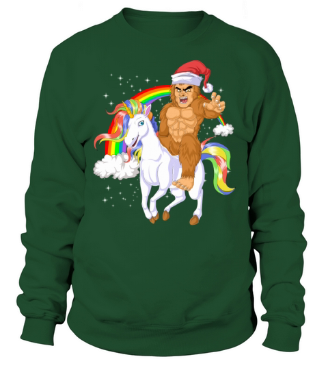 bigfoot riding unciorn christmas Women's Sweatshirt
